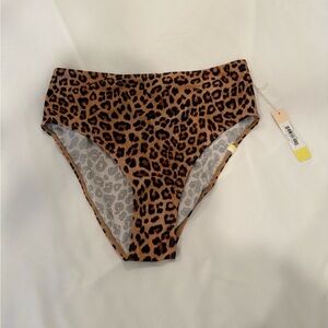Summersalt Leopard Print Bikini Bottom high rise high leg size 8